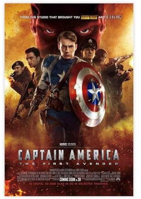 ahnld Filmposter, Motiv: Captain America, der erste Avenger, Leinwandposter, Schlafzimmer, Dekoration, Landschaft, Büro, Raumdekoration, Geschenk, 30 x 45 cm
