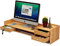 Monitorständer aus Holz mit Ablage, abschließbare Schublade und Laptop-Erhöhung, Büro-Desktop-Nizer-Regal für Computer, PC-Monitore, 2-stöckiges Design