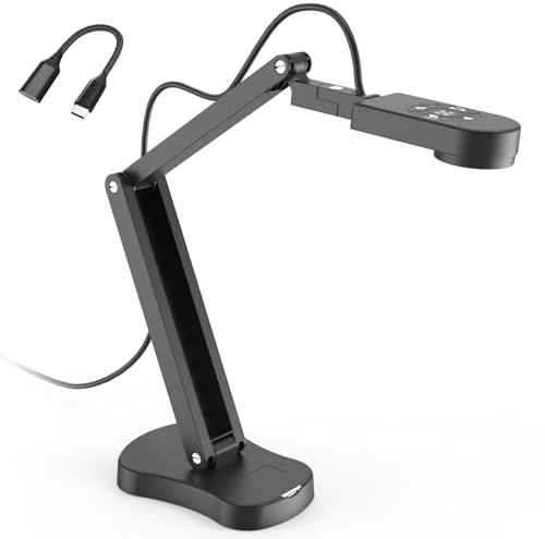 PAKOTOO Caméra documentaire 8 MP, webcam USB pour enseignants et salle de classe, pour format A3 A4, microphone intégré, lumière LED, inverseur d'image, pour Windows, Mac, Chromebook, enseignement à