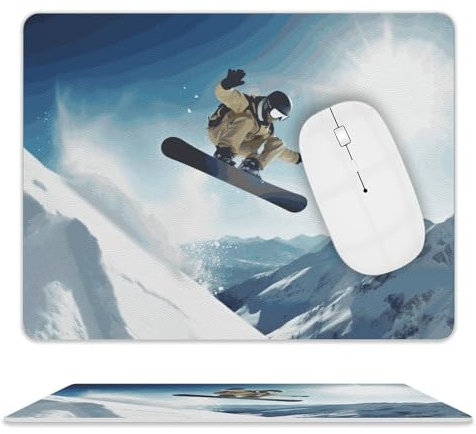 Snowboard-Mauspad, wasserdicht, rutschfeste Gummiunterseite, genähter Rand, lustiges Gaming-Mauspad für Zuhause, Büro, Wohnheim, Schreibtisch, Dekoration, Zubehör, 20,3 x 25,4 cm