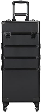 Soberine Valigetta Porta Trucchi 4 in 1 da Viaggio Trolley Make Up Beauty Case Professionale con Serratura Grande per Estetista Ruote Girevoli Nero