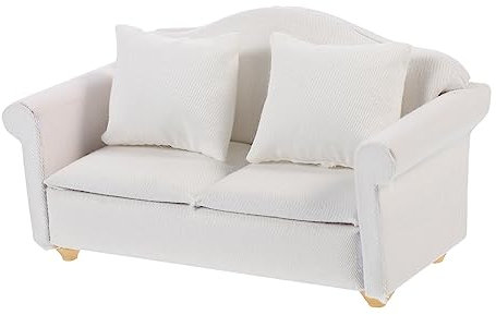 Toyvian Miniatur Sofa Weiß Puppenhaus: Sofa Aus Weißem Stoff Für Heim Und Modelldekorationen Mini Loveseat DIY-Projekte FüR Modellbau Und Mikro-Landschaft
