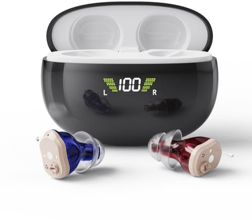 JD Health Rechargeable Hearing Amplifier for Seniors & Adults - Advanced 16 channel digital chip for Enhanced Sound Clarity - virtually Invisible Design with HD Power Display, Noise Cancellation