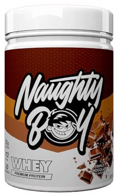 Naughty Boy Advanced Whey Protein Powder, 22g Protein, Low Sugar, Easy Mixing Recovery Shake, 900g, 30 Servings, Triple Chocolate