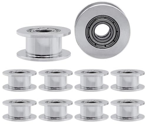 Piuluvor® GT2 Pulley 6mm, GT2 Riemenscheibe Aluminum Zahnloses Idler 20 Zähne 5mm Bore für 3D Drucker 6mm Breite GT2 Zahnriemen (10 Stück)