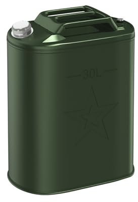DVTFRUI Bidon D'essence De Grand Volume Épaissi 201 en Acier Inoxydable Bidon De Carburant Diesel Bidon De Réserve Metal Fuel Jerry Can avec Poignée Et Tube De Conduite D'huile,30L