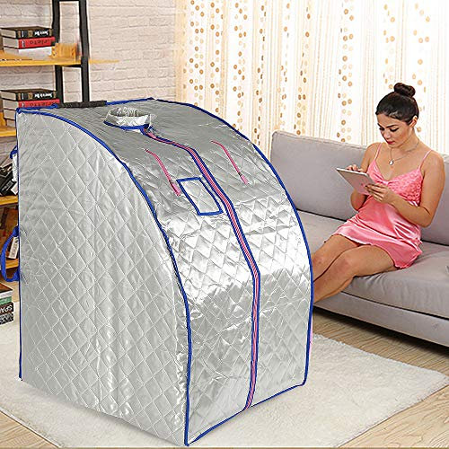 Sauna de infrarrojos, con 4 placas calefactoras, caja de sauna conveniente, Sauna saludable para el hogar, Individual, Ideal para desintoxicación y pérdida de Peso (80 * 70 * 98cm Plata)