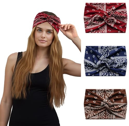 Alexis Leroy Bandeau Cheveux Femme Tie Dye Style Naturel Elastique Foulard Turban Accessoire Cheveux Femme 3 Pièces Ensemble Style Classique