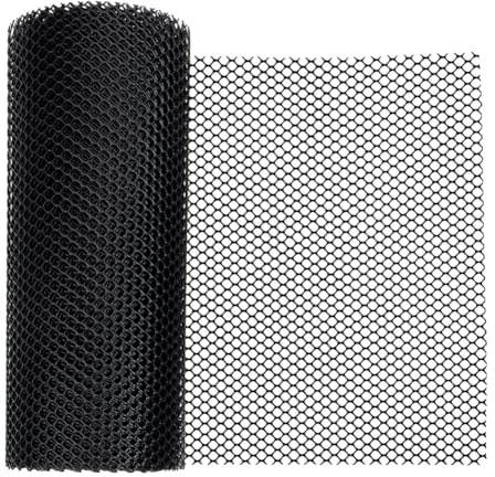 OLYCRAFT 5 m X 30cm Schwarzer Hühnerdrahtzaun Aus Kunststoff Geflügelzaun Mit Kabelbinder Sechseckiger Zaundraht Kunststoffgeflecht Fallschutznetz Schutzzaunnetz Für Gartenarbeit Blumen Hühnernetz