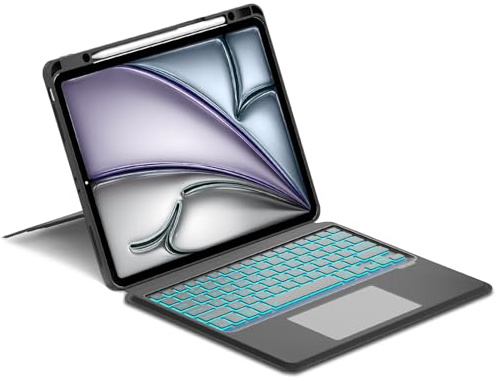 Funda con teclado para iPad Air de 13 pulgadas (M3 2025, M2 2024)/iPad Pro de 12.9 pulgadas (6ª/5ª/4ª/3ª generación), teclado magnético desmontable con retroiluminación Bluetooth con trackpad y