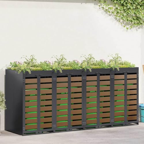 Swpsd Wheelie Bin Storage for 4 Bins Anthracite 272 x 77.5 x 121.5 cm Storage rack Model3394775