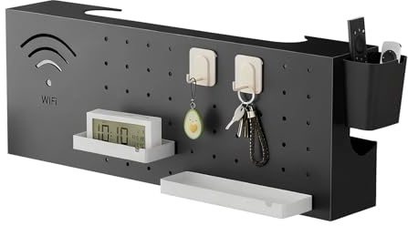 Router Cover - Multifunctional Wall Mounted Carbon Steel Cover - WLAN Router Storage Cabinet | For Network Connection Socket Output Cable Management Living Room TV Desk