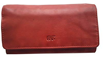 Bear Design Leder Damen Geldbörse RFID, Portemonnaie Leder Vintage Look (16/9/3 cm) und Loop
