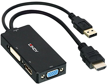 LINDY 38182 Monitor Konverter [HDMI-DisplayPort, DVI, VGA] Schwarz