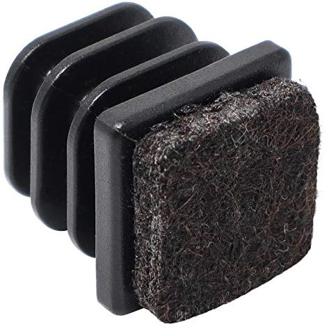 Adsamm® / 32 x Lamellenstopfen mit Filz/Schwarz/ø 16x16-18x18 mm/Quadratisch/Möbelgleiter für Stahlrohrstühle/Endkappen für Vierkant-Rohre