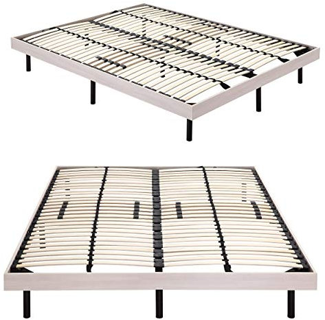 MOG Holzbett Metallrahmen mit Holzumrandung Größen (Esche Weiß, 140x200)