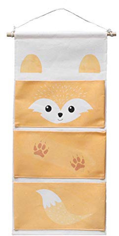 Inwagui Hängeaufbewahrung Kinderzimmer Aufbewahrung Hängeorganizer mit 3 Taschen Stoff Wand Tür Hängende Taschen Schrank Organizer - Fuchs Orange