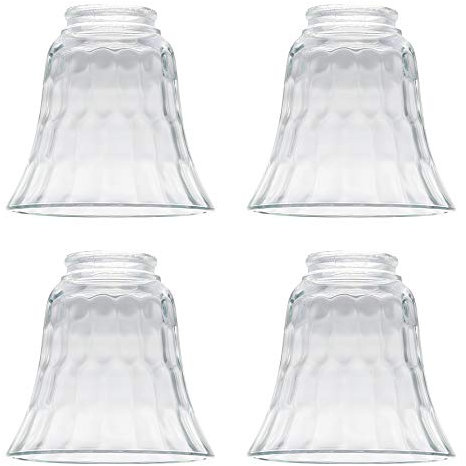 Ceiling Fan Light Covers, Clear Hammered Style Bell Glass Shade, Lighting Replacement Glass Shade Standard 2-1/8 Fitter Size, Perfect Ceiling Gan Globes Replacement Glass Accessories, Pack of 4