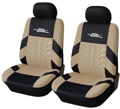 AUTOYOUTH Autositzbezüge für Vordersitze Autositzschoner Reifenschienen Autositzzubehör, Beige