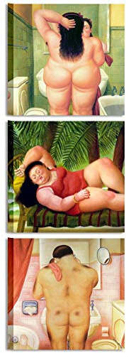 Gemälde L&C Italia Botero 1 – Bilder für das Badezimmer, modern, Vintage, 25 x 25 cm, Set von kleinen Quadetti, Wanddekoration, Druck auf Leinwand