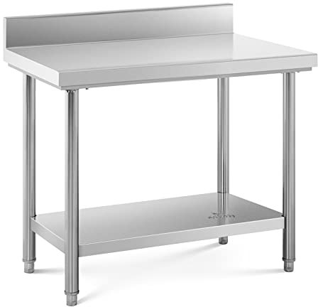 Royal Catering Edelstahl Arbeitstisch mit Aufkantung Gastro-Tisch Küchenarbeitstisch Metzgertisch 100 x 60 cm belastbar bis 400 kg