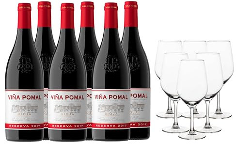 Viña Pomal Reserva Centenario, Vino tinto DO Rioja, 100 por 100 Tempranillo, Caja 6 botellas 75 cl + 6 copas