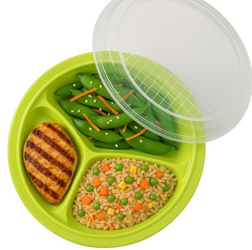 BNYD Portion Control Lunch Container with Lid – Travel Food Storage for Meal Prep, Bento Box Style, Divided Microwave Safe Dish (Set of 3)