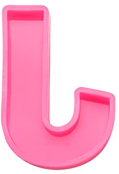 sourcing map Molde grande de letras del alfabeto 3D de 4 pulgadas, molde de resina de silicona para arte de resina epoxi, manualidades, decoración J rosa