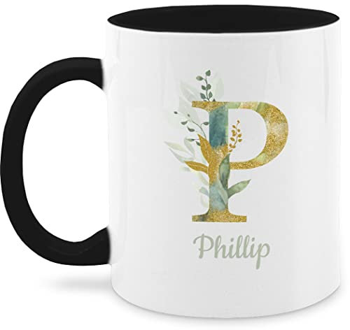 Tasse Tassen 325ml - Anfangsbuchstabe Name - Namens Geschenk - 325 ml - Schwarz - personalised mug buchstabentasse buchstaben letter kaffeetasse buchstabe namenstasse initialen letters teetasse