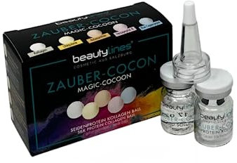 Beautylines Zauber Cocon Weiß Seidenfaden Lifting Kollagen Ball – Anti Aging Serum mit Hyaluronsäure Hautpflege Moisturizer