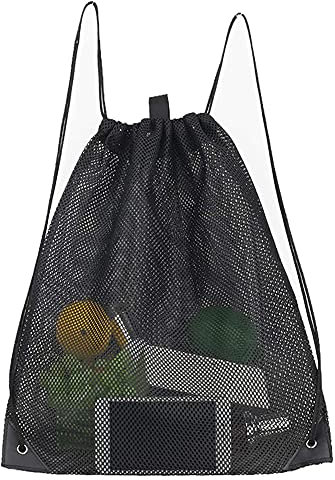 ZPZGOG Kordelzug Turnbeutel Mesh Strandtasche Mesh Rucksäcke mit Kordelzug Netz Balltasche Gym Sack Rucksack Große Netztasche Fußball Ballnetz für Schwimmen Tauchen Reisen Fitnessstudio