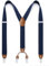 HISDERN Herren 3,5 cm breiter Hosenträger in Y-Form mit sehr Starken 4 Metall Clip für Männer und Damen elastisch und verstellbar Navy blau