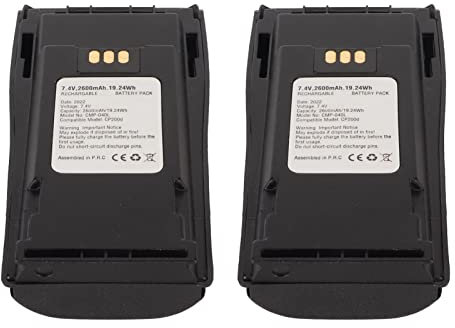 2 Stück Walkie Talkie Li Ionen Akku für, 2600 MAh 7,4 V 2 Wege Radio Akku, Lithium Ionen Akku mit Gürtelclip für CP040 CP150 CP200 CP380 GP3688 EP450