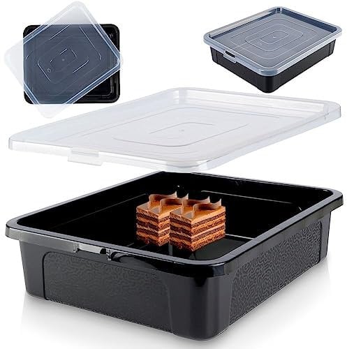 Vilde Kuchenbehälter Kuchencontainer | Tortenplatte mit deckel Kuchenhaube Blechkuchen Transportbox | Tortenglocke Transportbehälter für Kuchen 40x33x10 cm