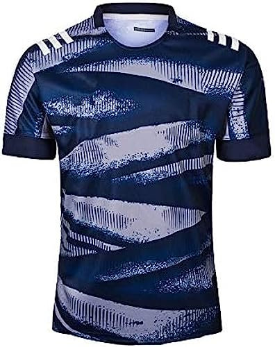 HaoAMZ Rugby-Anzug, Rugby-Anzug, 2019 Leinster-Trainingsanzug, Heim-Auswärts-Trikot, Atmungsaktives Rugby, Trainings-T-Shirt, Fußballuniform, Sportbekleidung, Sweatshirt,Blau,L