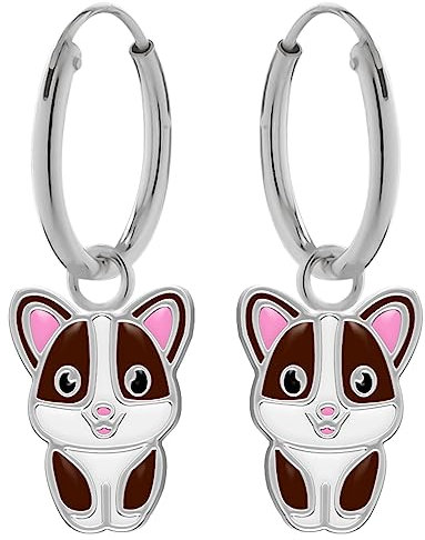 Ohrringe, Creole Hund, Chinchilla, Hamster. LOVE YOUR CITY Schmuck Geschenke für Mädchen, Kinder. Liebevoll gearbeiteter Kinderschmuck aus 925 Sterling Silber mit Emaille.