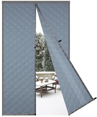 Risareyi Isolamento Termico Tenda Magnetica per Porte, Grigio Tenda Termica Isolante Freddo Impermeabile Pelle PU Copertura con Magneti Isolante Termico Per Porte Finestre Inverno, 70x180cm