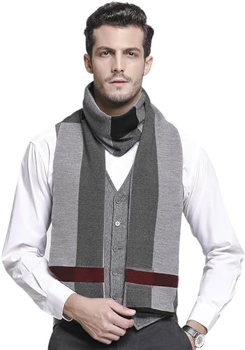 TRABIG Winterschal Weiches Warmes Kaschmir, Winter Schal Herren Langer Herrenschal Karierter, Strick Männerschal Classic und Elegant Plaid Männer