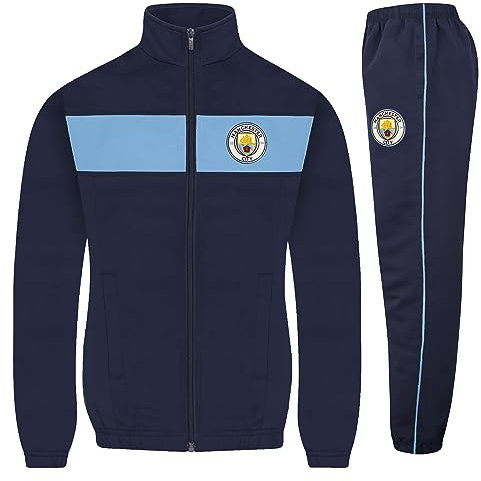 Manchester City FC - Jungen Trainingsanzug - Jacke & Hose - Offizielles Merchandise - Geschenk für Fußballfans - Dunkelblau & Hellblau - 10-11 Jahre