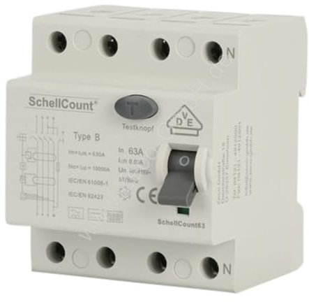 FI/RCD Typ B - Allstromsensitiv - 63A 4-Polig 0,03A / 30mA Fehlerstromschutzschalter VDE Zertifizierung