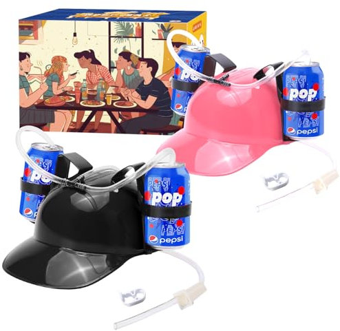 SMOQIO Helm, Strohhalm für Saft, Getränke, Spielzeugzubehör Geschenke für Kinder und Erwachsene - Schwarz & Rosa,2 Packungen