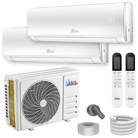 Kältebringer Multisplit Klimaanlage 2 Innengeräte - 18000 BTU - 5,2 kW - Inverter Klimagerät mit Heizfunktion, WiFi und App - sehr leise & energiesparend