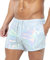 Casey Kevin Metall Shorts Herren Glänzende Kurze Hose Party Gold Silber einseitige See-Through-Effekt Shorts Bar Metallic Pailletten Boxershorts, S