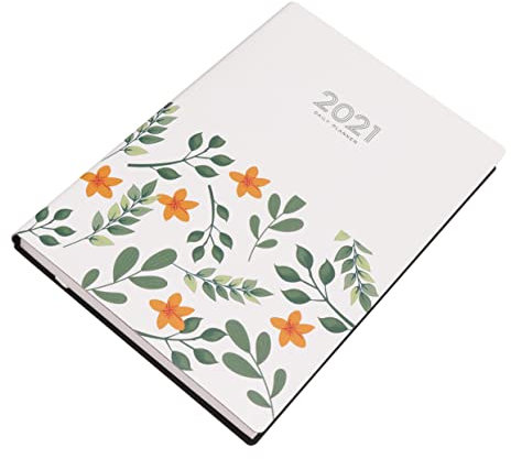 DIKACA 1 Stück 2021 Planheft 2021 Notizbuch Tagebuch Planer 2021 Agenda-notizbuch Pinnwand Kalender Terminkalender Aus Leder Partnersuche Schreibtisch Kunstleder Wochenkalender Weiß