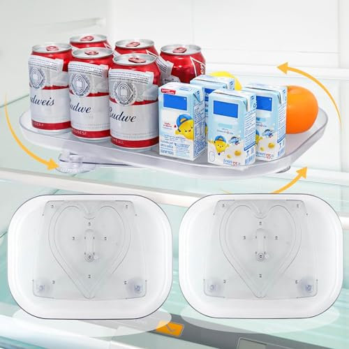 Pack 2 Vassoi Girevoli in ABS per Cucina e Frigorifero, Trasparente, Senza BPA, 35x25cm - Ideale per Spezie, Frutta e Organizzazione