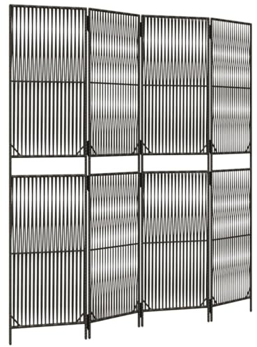 vidaXL Paravent 4-TLG. Grau Poly Rattan