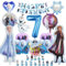 Oirigaga 46pcs Geburtstagsdeko Luftballons Set für 7 Jahre Mädchen, Eiskönigin Party Deko Ballons, Kinder Geburtstag Helium Balloons Eisa Anla Folienballons mit Happy Birthday Banner und Tortendeko