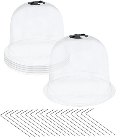 Mini serra in plastica, 23 cm, set da 6 pezzi, campanella per piante con 18 ancore, cappa per semi, talee, verdure, pomodori