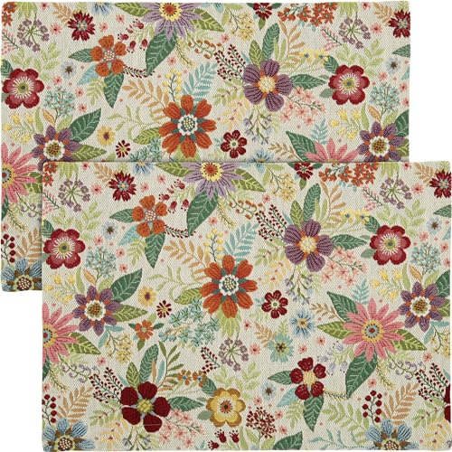 Erwin Müller Tischset Blumen 2er-Pack Jacquard Natur-bunt Größe 35x50 cm