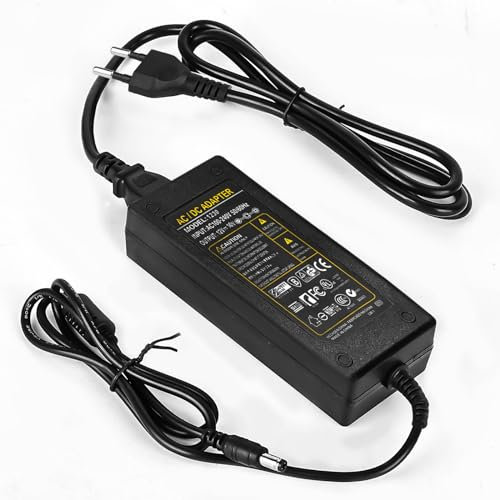12V 10A Convertidor de Corriente: AC110-240V a CC 12V 10A 120W Adaptador Mechero Coche a Enchufe, 5,5 mm x 2,5/2,1mm Adaptador Mechero a Enchufe, 12V 10A Transformador para Tiras de LED, Enrutadores